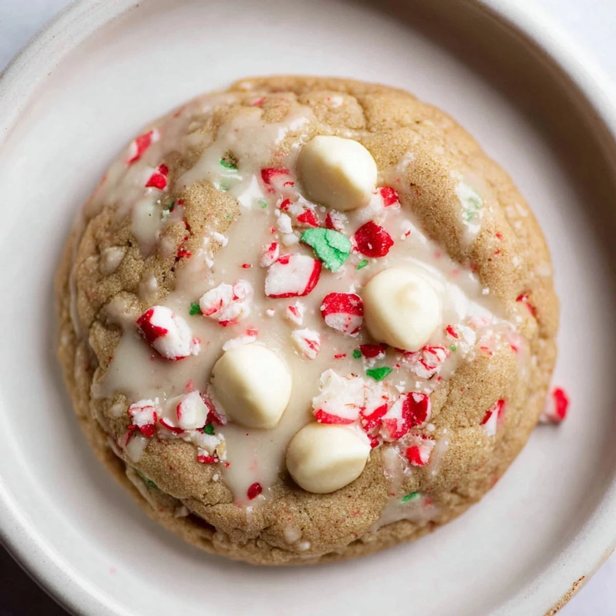 Warm, chewy White Chocolate Peppermint Bark Cookies, a delightful Christmas dessert with white chocolate and refreshing mint.