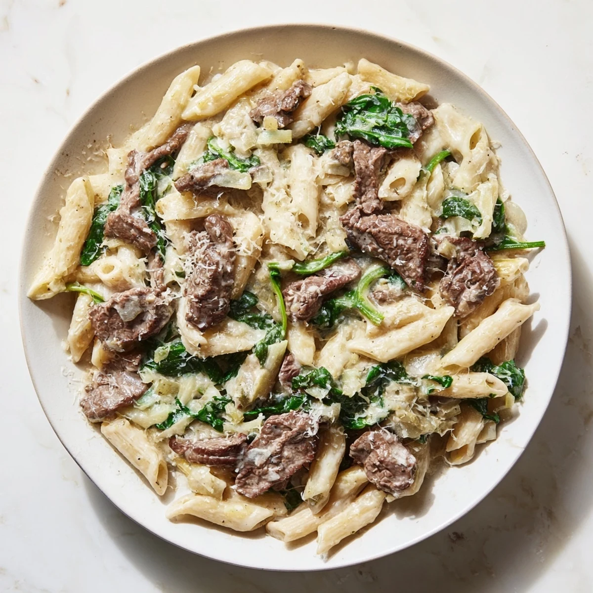 Steak Spinach Artichoke Pasta