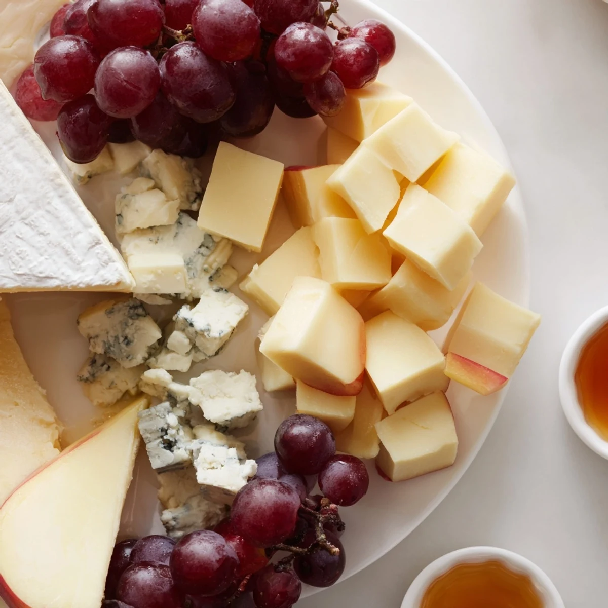 Moonlight Picnic Board beautifully arranged with cheese, meats, fruits, and honey, ready to enjoy.