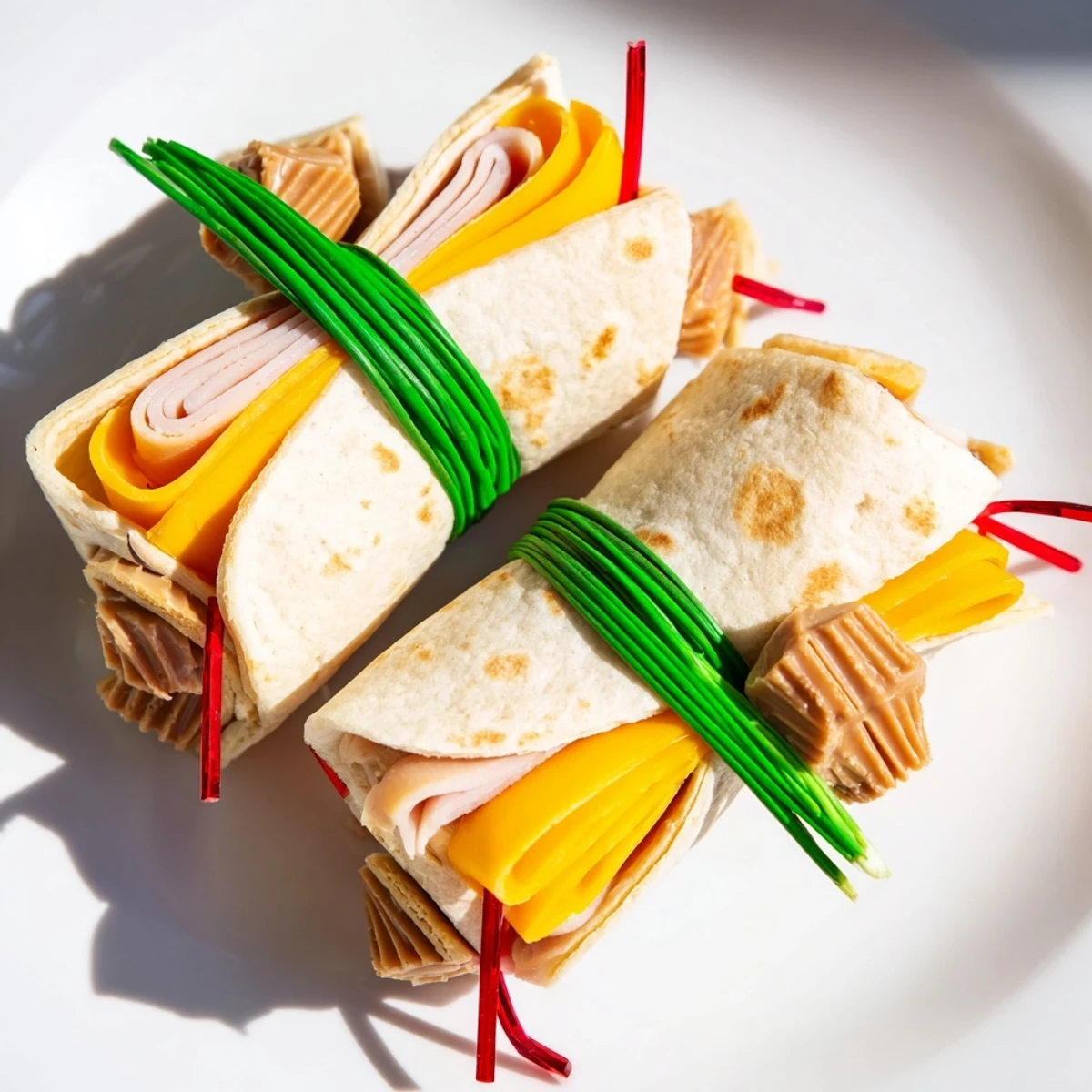 Close-up of golden Graduation Cap Diploma Snack Wraps; delicious, fun appetizers perfect for celebrations.