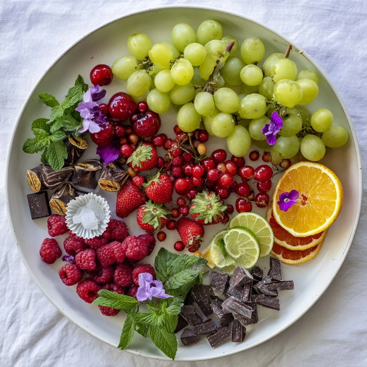 Imagine the Bubbly Bar New Years Eve Garnish Tray, overflowing with colorful berries, citrus, and mint sprigs.