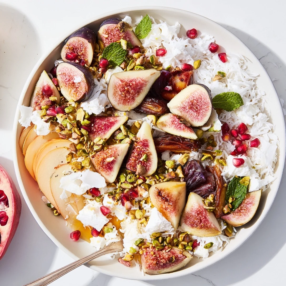 Winter Fruit: Fig and Date Snowdrift Platter with a beautiful arrangement of sweet figs and dates.