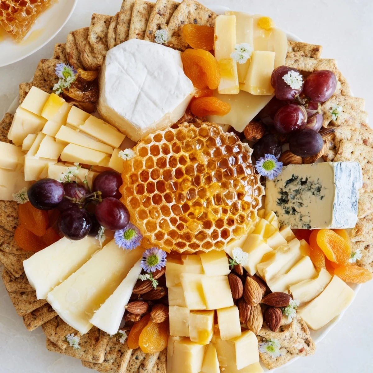 Get ready for a visually stunning "Gilded Hive" platter with honey drizzle and vibrant accompaniments.