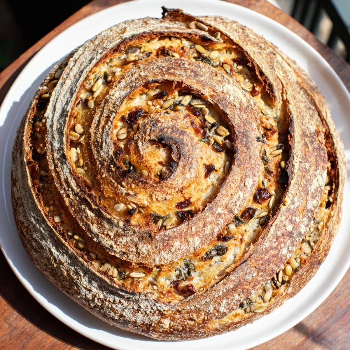 Fibonacci Spiral Growth Bread, a stunning visual of the spiral's crispy crust and a tender crumb.