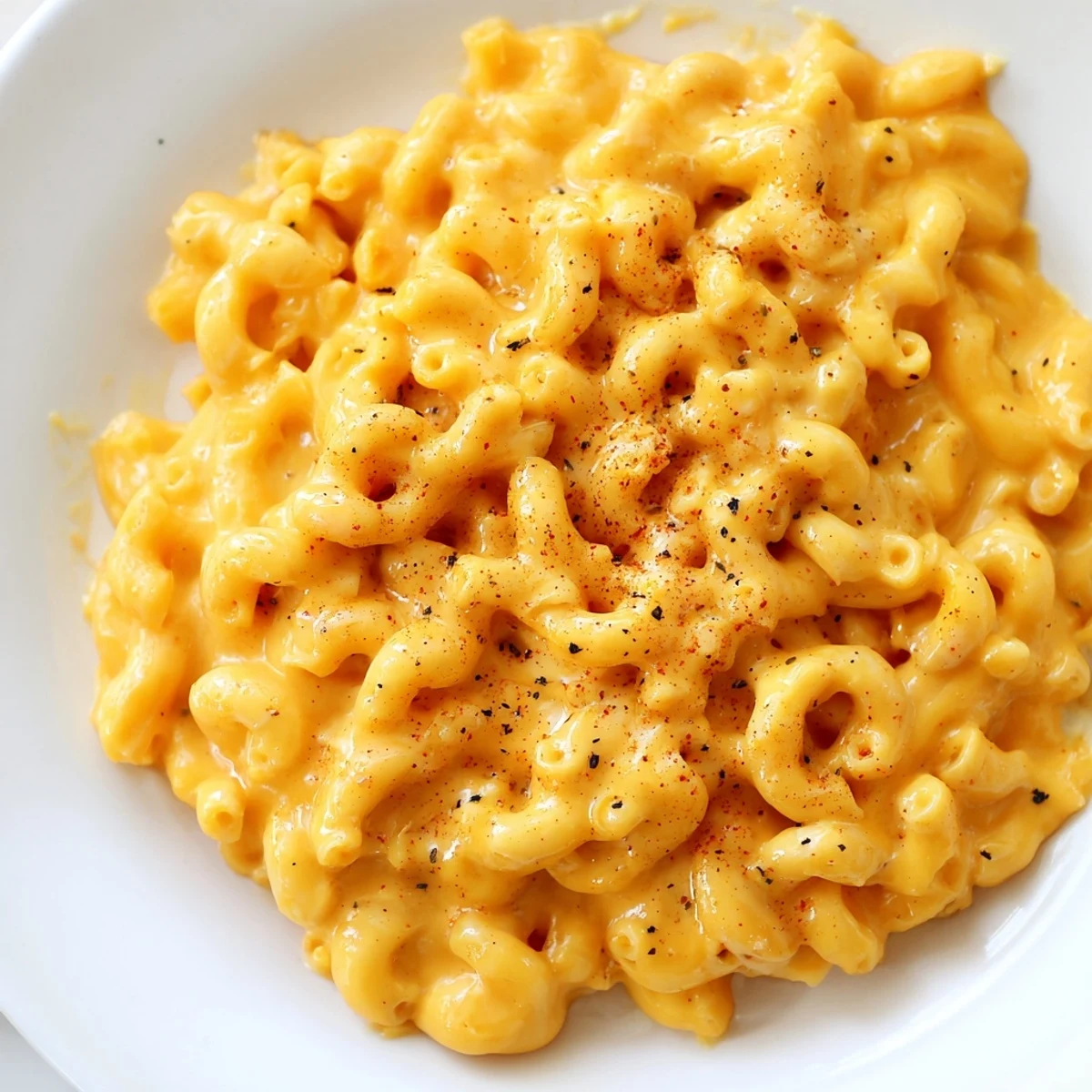 Golden-brown baked Tini's Recession Mac and Cheese, bubbling with creamy cheese and elbow macaroni.