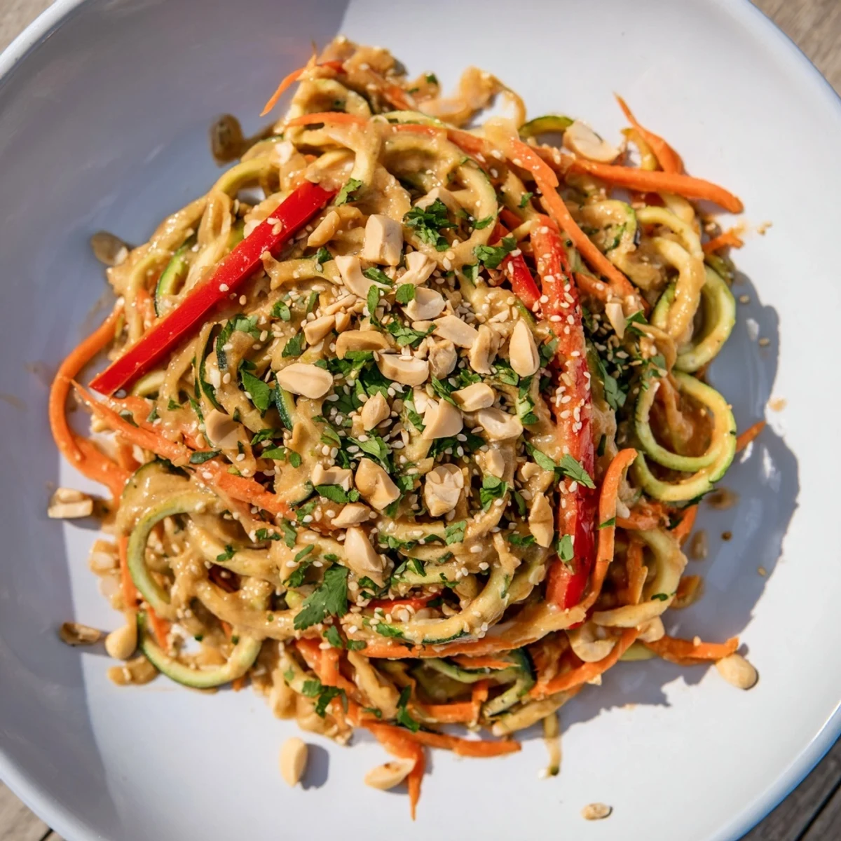 Zesty Peanut Zucchini Noodles