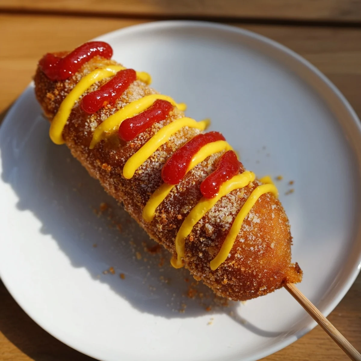 Golden-brown, crispy Cheesy Korean Corn Dogs are a delightful street food snack, with a perfect cheese pull.