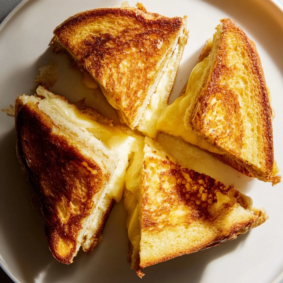 Indulge in a Custard French Toast Grilled Cheese: crispy brioche, creamy custard, and gooey cheese.