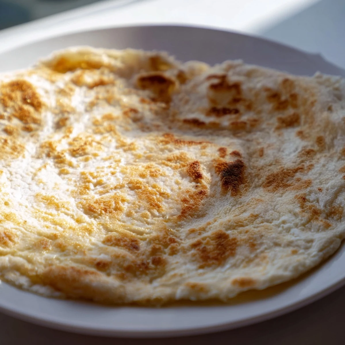 This image shows soft, slightly browned Cottage Cheese Flatbreads, ready to be served hot and delicious.