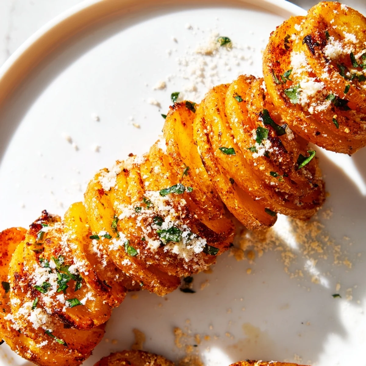 Golden, crispy tornado potatoes with savory seasonings ready to enjoy as a flavorful snack.