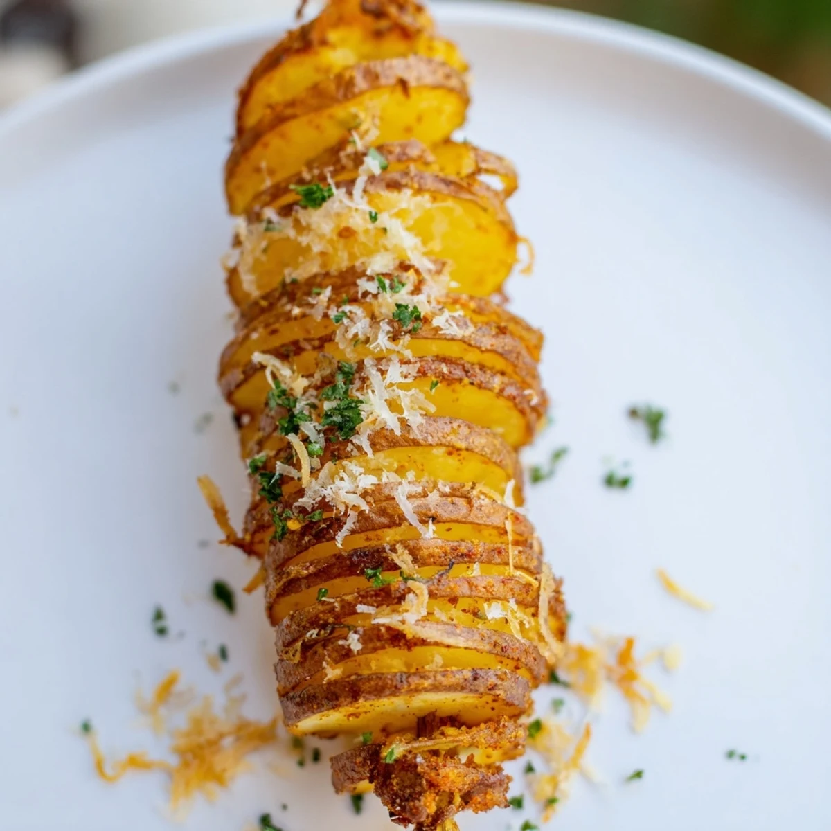 Close-up of freshly baked tornado potatoes, seasoned and savory, ideal for sharing with friends.