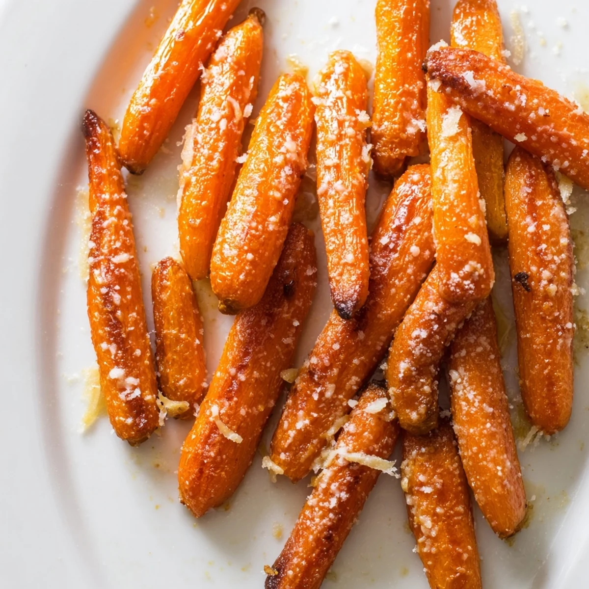 Crisp Parmesan Baby Carrot Chips roasted until caramelized, perfect for snacking or dinner sides.