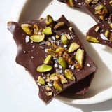 This homemade Pistachio Salted Caramel Bark is a sweet treat with coarse salt crystals sprinkled on top.