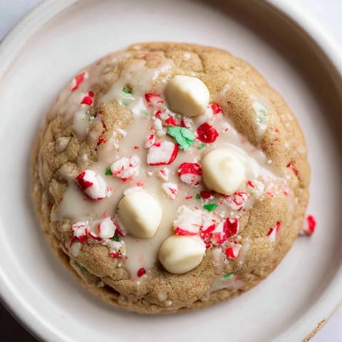 Warm, chewy White Chocolate Peppermint Bark Cookies, a delightful Christmas dessert with white chocolate and refreshing mint.