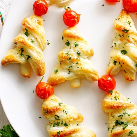 Golden, flaky Budget Christmas Crescent Roll Trees, savory and cheesy, ready to be enjoyed at your holiday gathering.