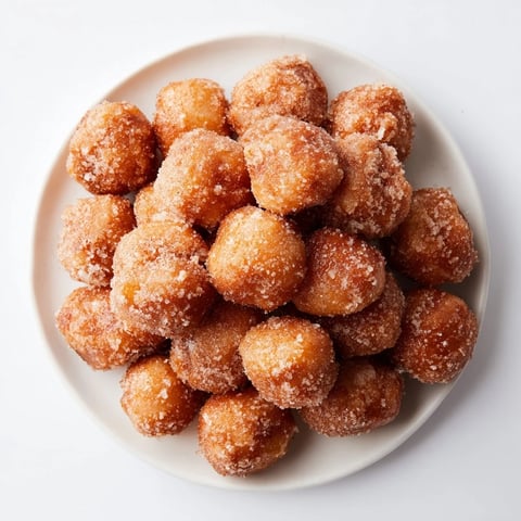 Golden brown air fryer cinnamon donuts, fresh from the basket, coated in cinnamon sugar and ready to eat.