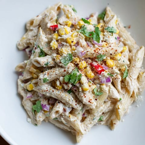 A colorful bowl of Mexican Street Corn Pasta, perfect for a summer side dish.