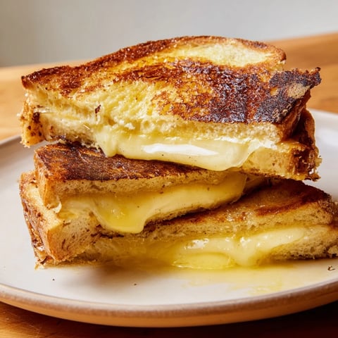 Golden-brown Custard French Toast Grilled Cheese oozes melted cheese for a savory brunch delight.