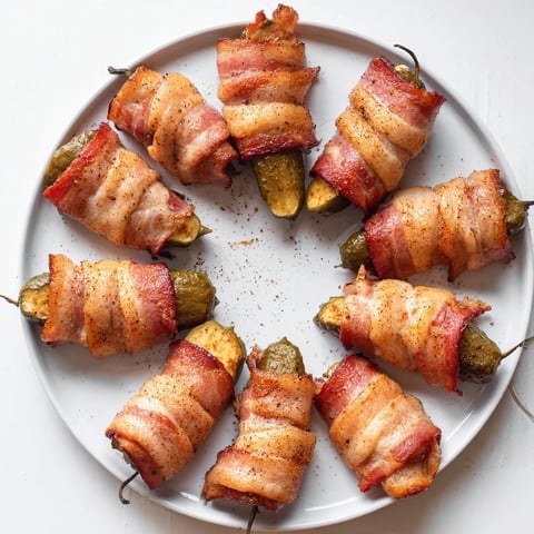 Golden crispy bacon-wrapped pickles served warm with creamy ranch dip on a party platter.