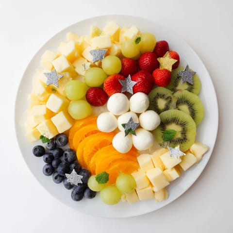 Comet & Planet Grazing Tray offers a colorful, stunning view of space-themed snacks and fruits.