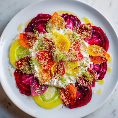 Symmetrical display of a Radial Symmetry Sunburst showcases an elegant appetizer with fresh chives and seeds.
