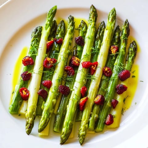 Imagine a stunning Botanical Lattice: a light appetizer with crisp asparagus, juicy fruit, and fragrant chives.