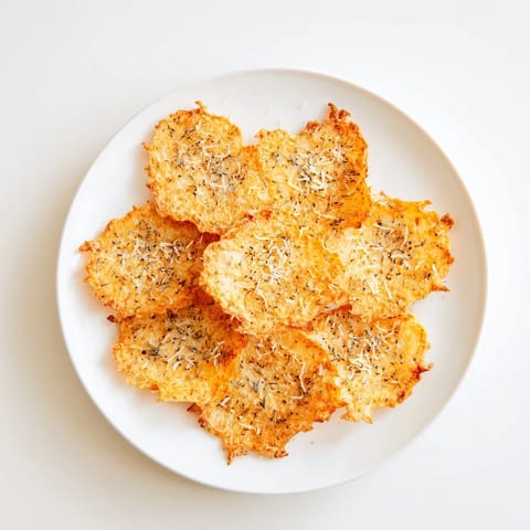 Golden-brown cottage cheese chips fresh from the oven, with a sprinkle of smoked paprika and garlic seasoning.