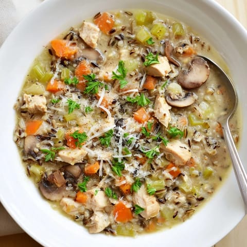 Parmesan Mushroom Chicken Wild Rice Soup
