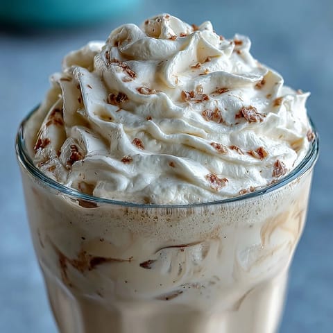 A thick and frosty vanilla protein shake with Greek yogurt, sweetened with honey and blended with ice for a refreshing treat.  