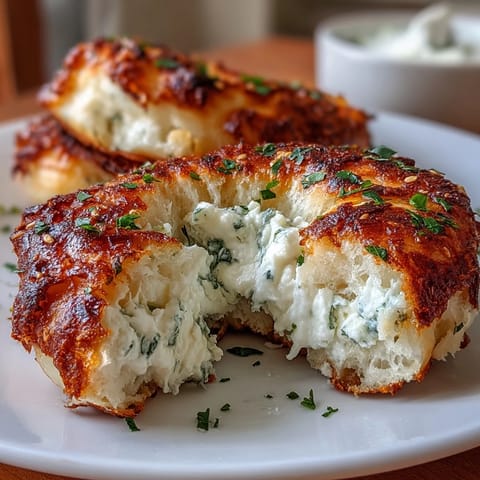 2. Chewy, protein-packed bagels infused with garlic and herbs, served with a creamy cottage cheese spread.  