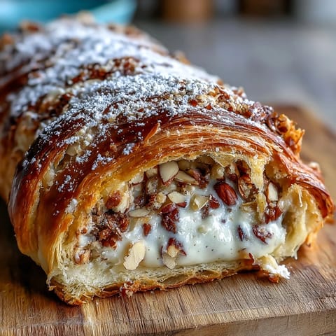 Flaky sourdough rolls filled with rich almond cream and topped with sliced almonds, golden and inviting.  