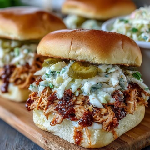 Mississippi Chicken Sliders Coleslaw
