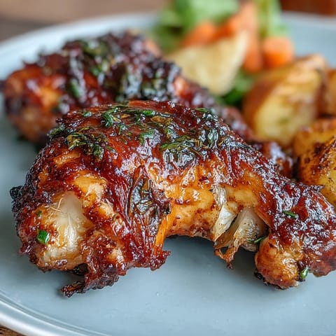 Juicy chicken drumsticks roasted to golden perfection with tender potatoes and sweet carrots, all seasoned with aromatic herbs and spices.  