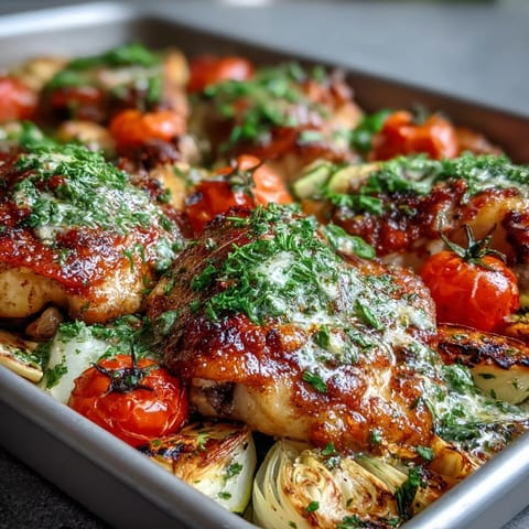 Vibrant Spring Dinner Sheet Pan Chicken with Zucchini and Cherry Tomatoes, a colorful one-pan meal featuring golden chicken, roasted vegetables, and fragrant herbs for a fresh springtime dinner.