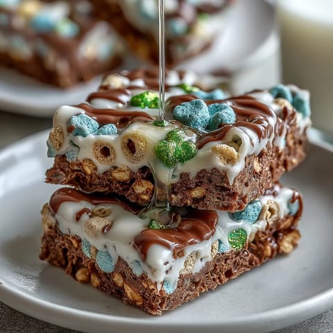 Festive St. Patrick's Day Treats Board with Lucky Charms Bark and colorful sweets.