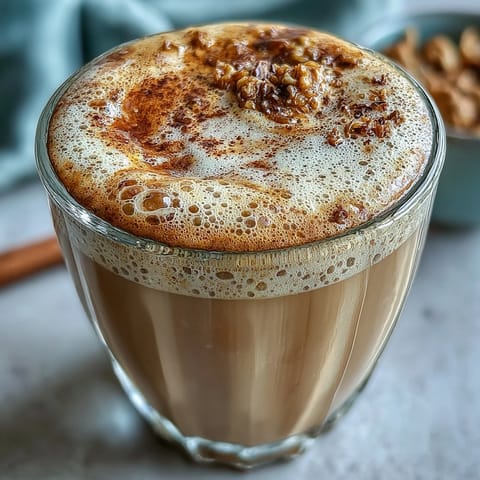 Creamy dandelion tea latte with oat milk and vanilla, a soothing caffeine-free drink with frothy texture and warm aroma.