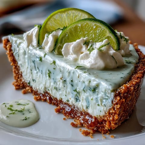 Creamy No-Bake Key Lime Pie with vibrant lime zest over a golden graham cracker crust.