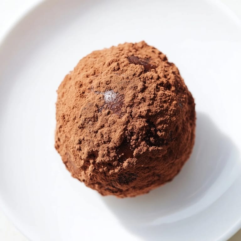 Delectable Date & Walnut Truffles, a vegan treat, sit ready for serving on a white plate.