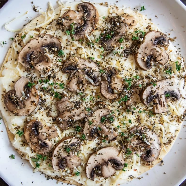 Enjoy a slice of upgraded frozen pizza featuring savory mushrooms, herbs, and extra cheese.