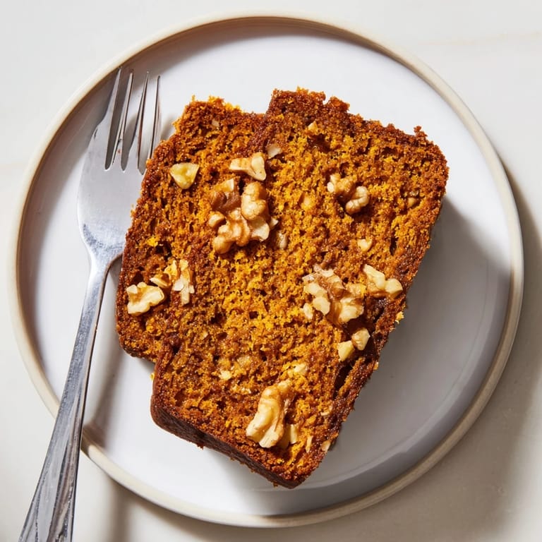 Steaming mug of pumpkin bread, a quick cozy treat, inviting aroma of cinnamon and fall spices.
