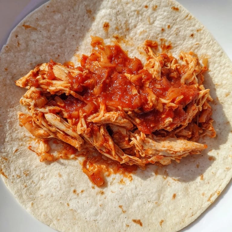 Garnished Crock-Pot Shredded Chicken Tacos overflowing with tender chicken and fresh toppings, ready to eat.