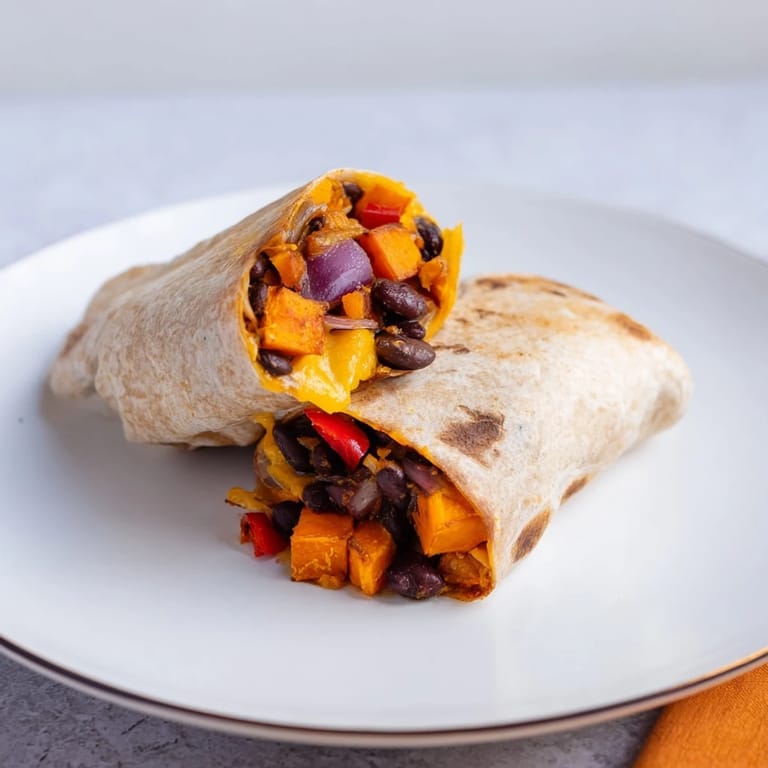 Golden-brown crispy Sweet Potato & Black Bean Breakfast Burritos, overflowing with savory fillings and fresh cilantro.