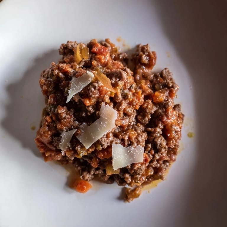 This hearty Classic Tuscan Ragu, with tender meat and vegetables, is perfect with fresh Parmesan.