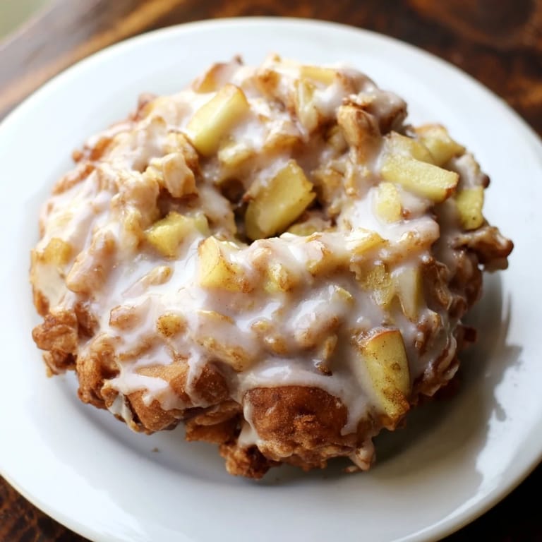 These delightful apple fritters, with tender apple chunks, smell warmly of cinnamon and nutmeg.