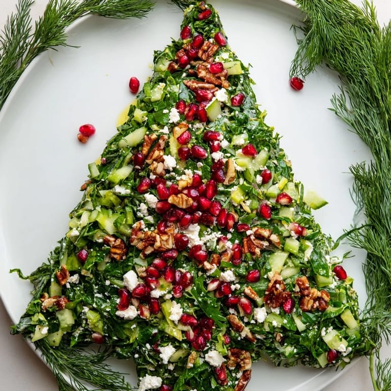 Fresh Cranberry & Feta Cheese Tree Dip Salad—a creamy, savory Christmas dip beautifully decorated and perfect for sharing.