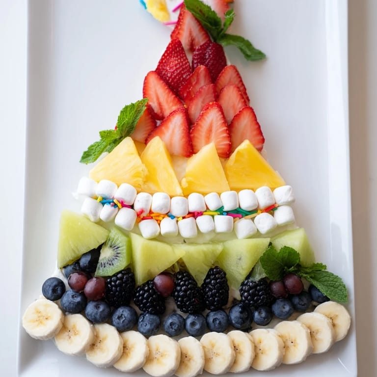 Close-up of a delicious Happy Birthday Cake Slice Fruit Board, ready to serve and enjoy with a balanced diet.