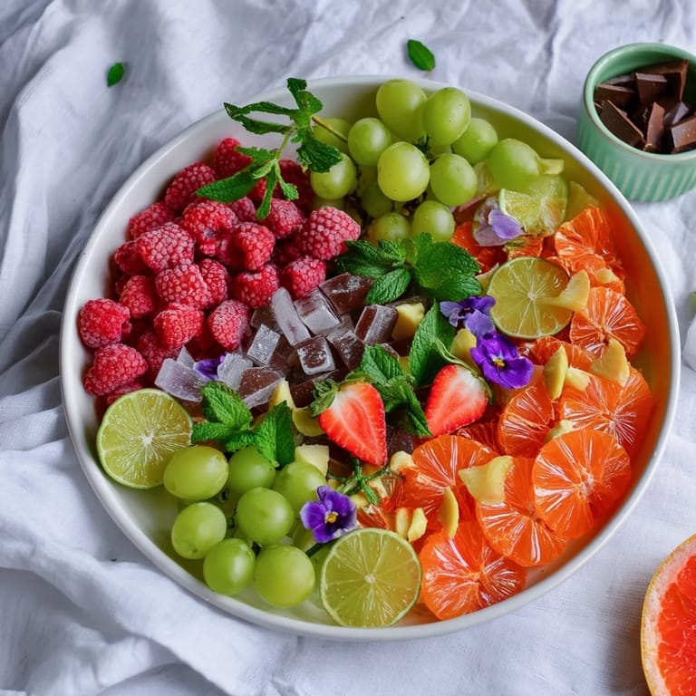 Fresh fruits, herbs, and sweets beautifully arranged: the perfect Bubbly Bar New Years Eve Garnish Tray.