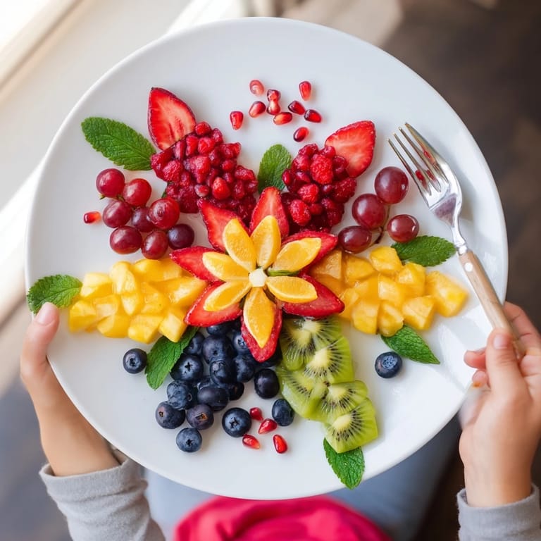 This Festive Poinsettia Fruit Bowl features juicy berries and citrus, artfully arranged for a gorgeous presentation.