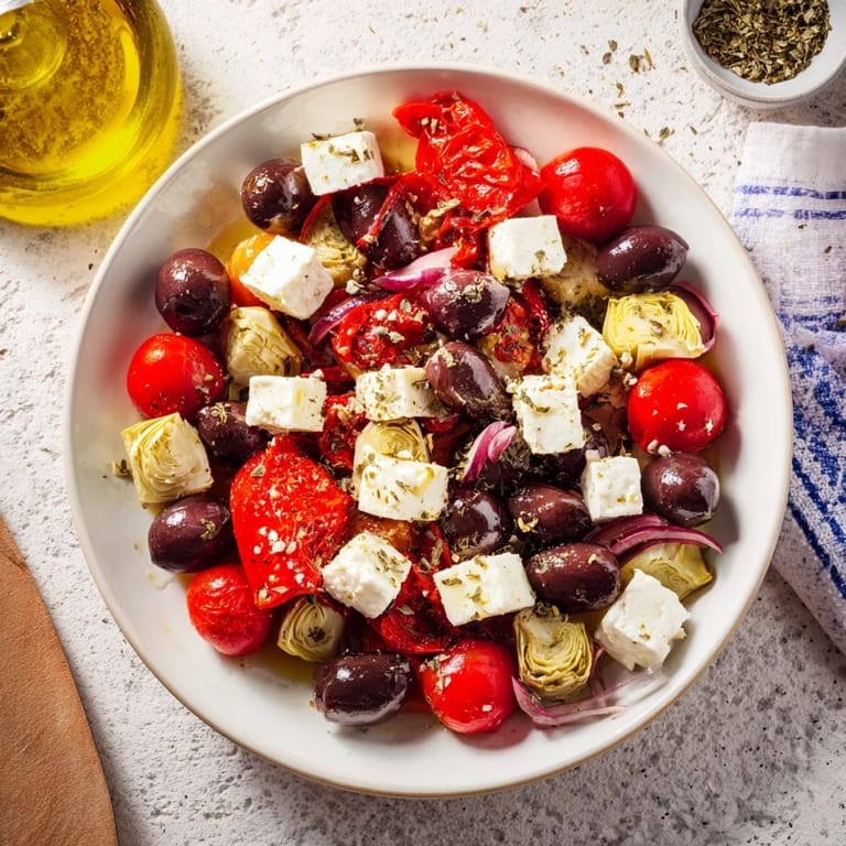Briny black olives and sweet sun-dried tomatoes star in this simple, crowd-pleasing appetizer platter.