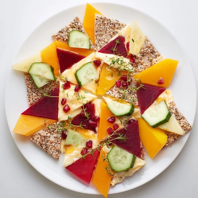 Enjoy the vibrant, colorful display of The Tessellation Triangle recipe, perfect for serving guests.